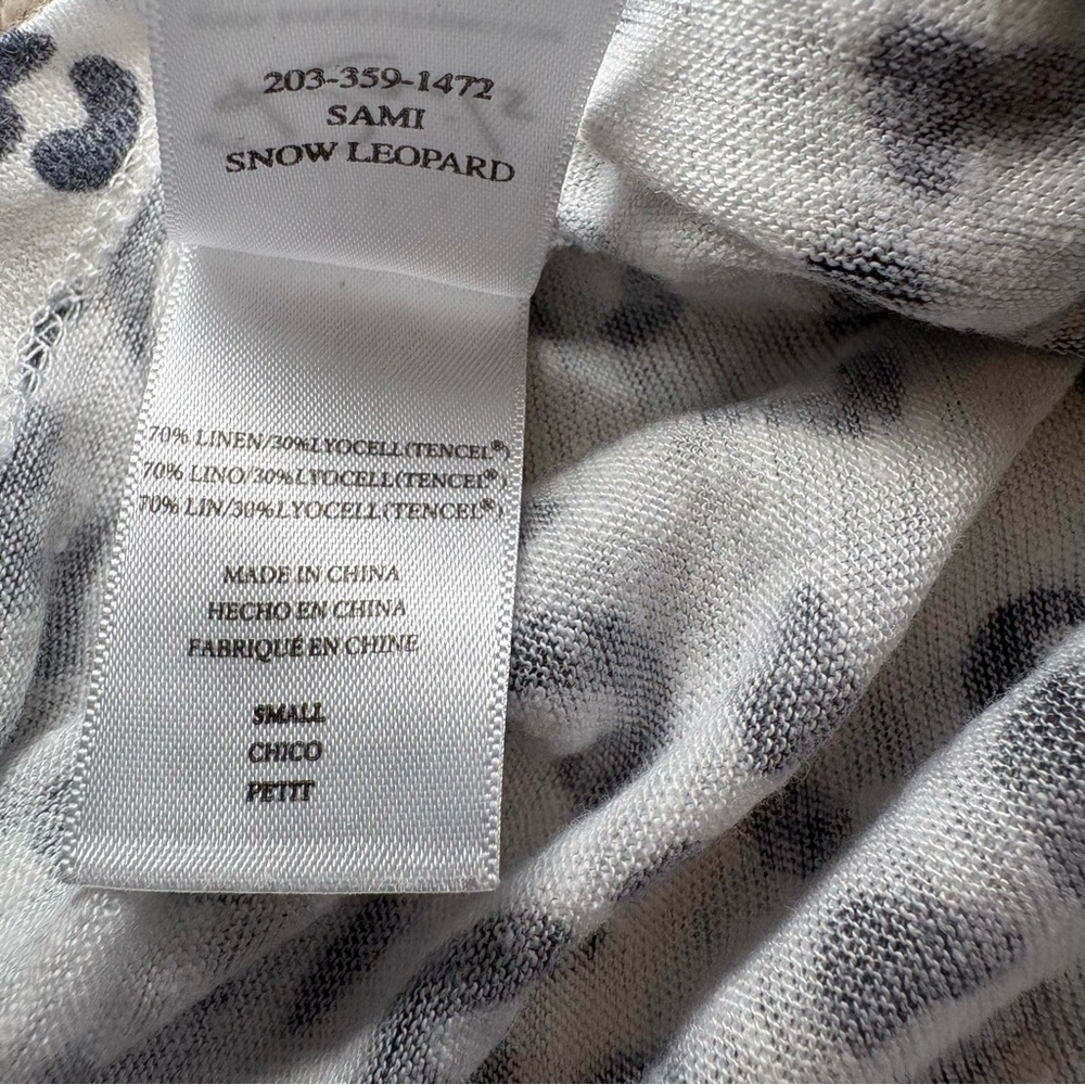 RAILS Sami Snow Leopard Linen Lyocell V Neck Long Sleeve Top S Y2K Animal Print - Picture 4 of 8